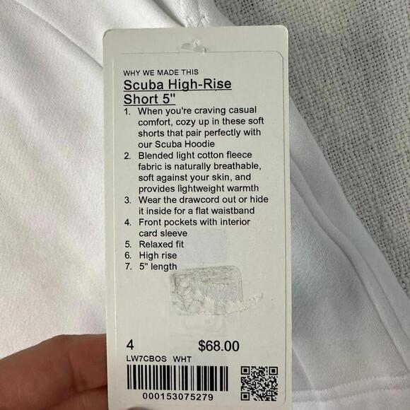 NWT Lululemon Scuba High-Rise Short 5" White Size 4 - Picture 4 of 5